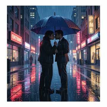 Под проливным дождём