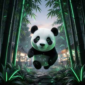 Панда на бамбуке