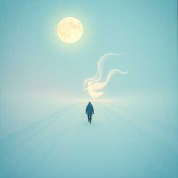 По заснеженной дороге.