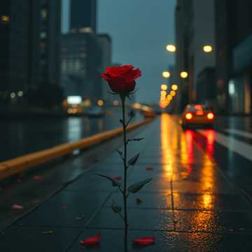 Роза на тротуаре