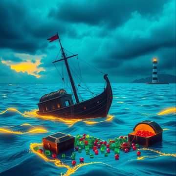 В синем море белой пене