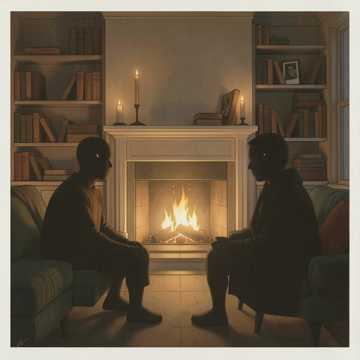 В камине пляшет огонёк