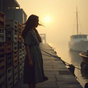 カーキ色のドレスの女性