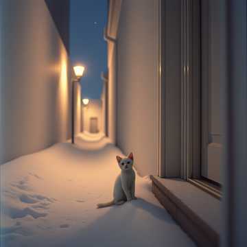 Белый котёнок.