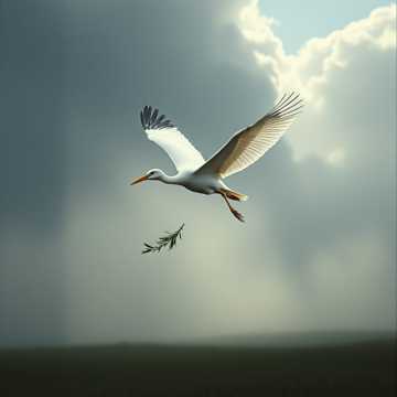 Аист в небе над войной...