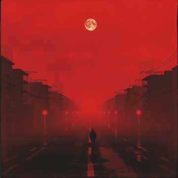 Кровавая луна в тумане