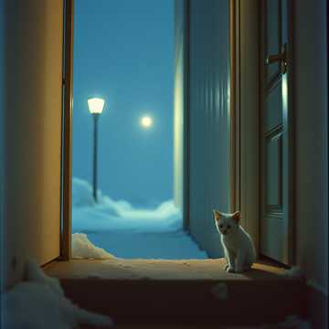 Белый котёнок.