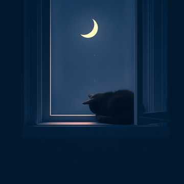 Луна и Кошка