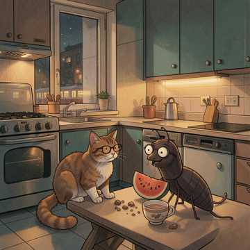 Таракан и кот